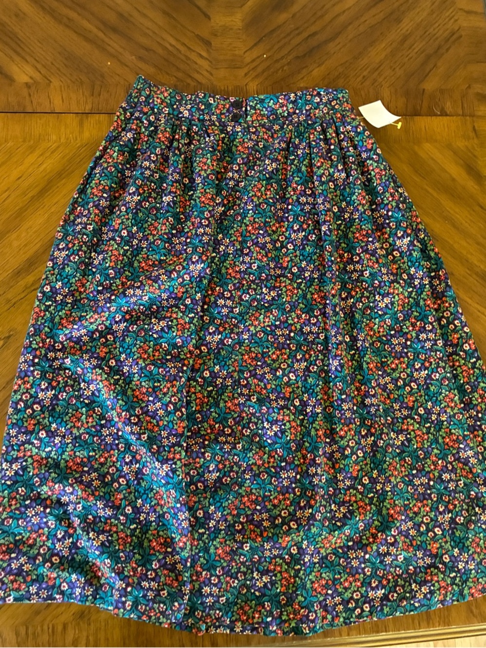 Vintage Crazy Horse Floral A-Line Skirt in Blue, Green, Pink